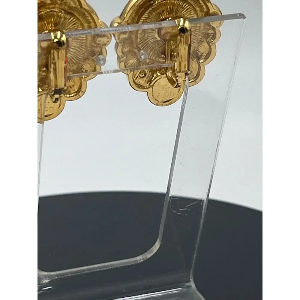 Vintage KJL for Avon "Renaissance Collection" Faux‎ Pearl Clip On Earrings - Picture 6 of 15